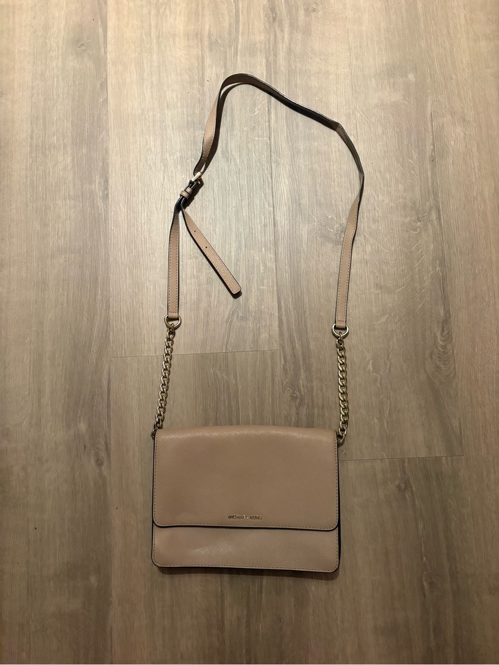 Michael Kors Blush Leather Chain-Strap Crossbody